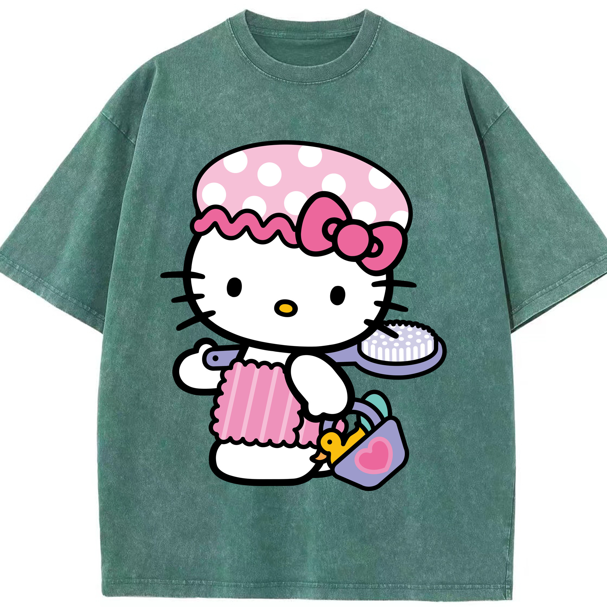 （画像用） Hello Kitty ハローキティ 綿100% ヴィンテージ風 半袖Tシャツ（フロントプリント）